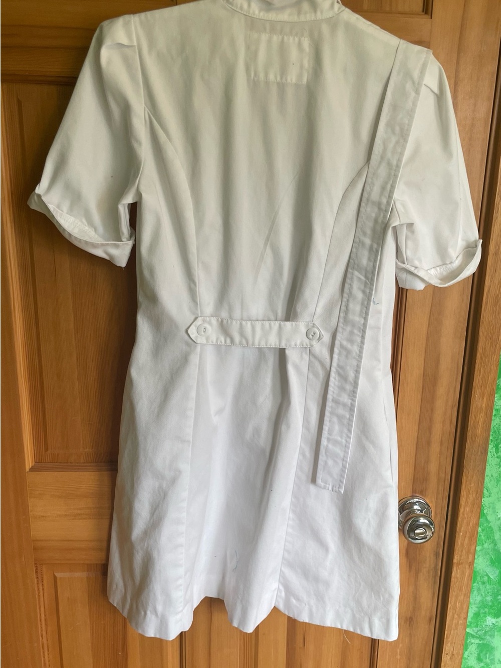 Peaches Uniforms White Midi Button-Down Nurse’s Dress with Belt, Sz 10 - Picture 2 of 7